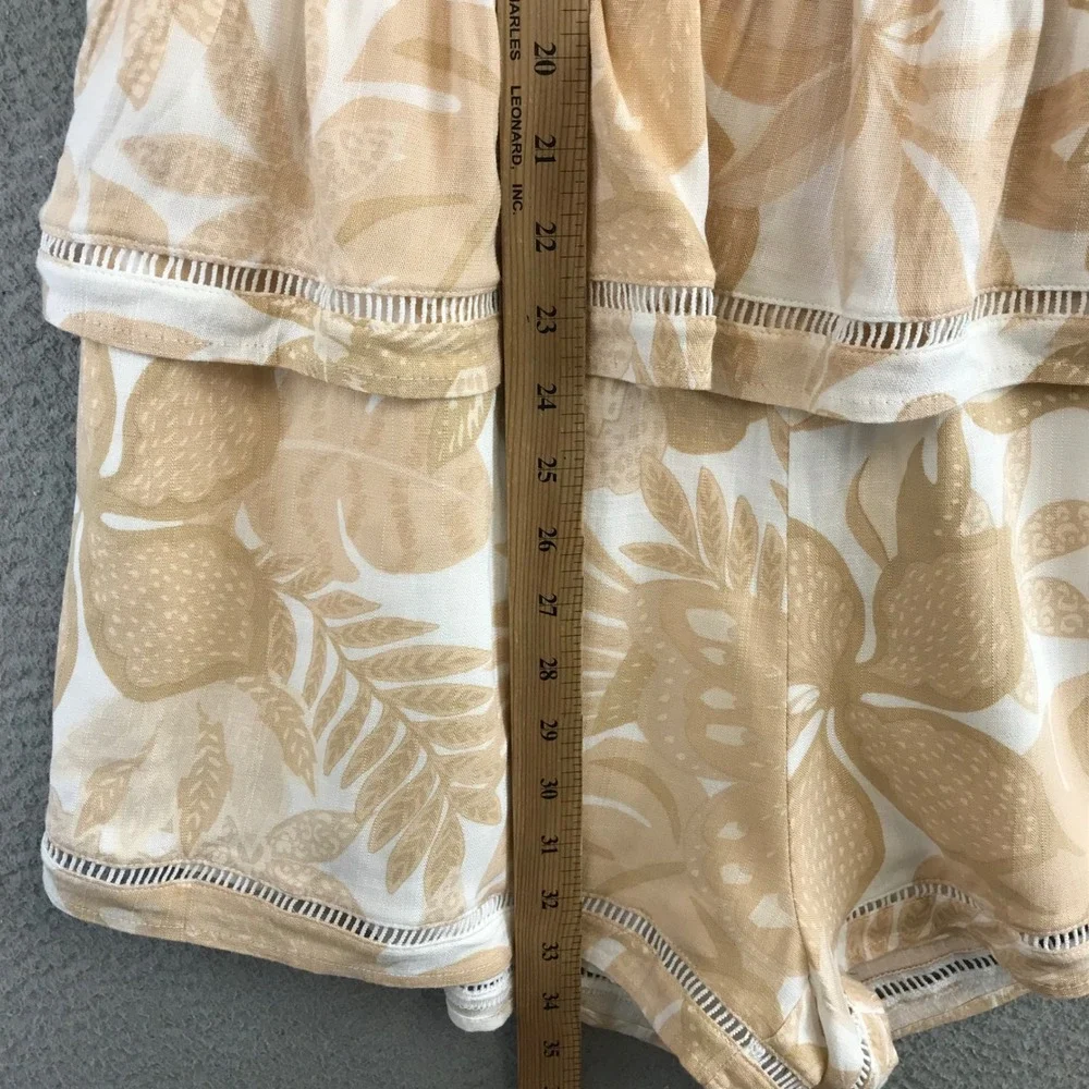 New PRIMP Sugarlips Tropical Leaf Print Halter Romper Tiered Ruffle Tie Waist M